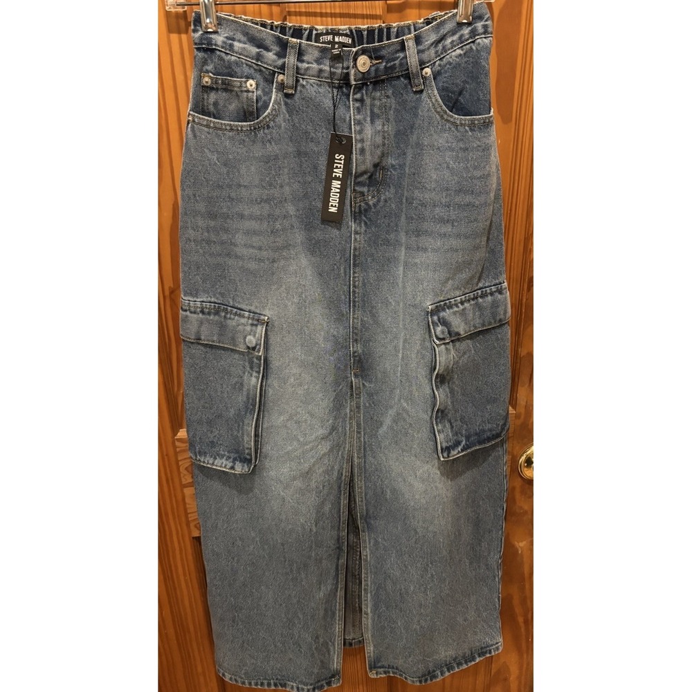 NWT Steve Madden Benson Cargo Denim Skirt Size 2